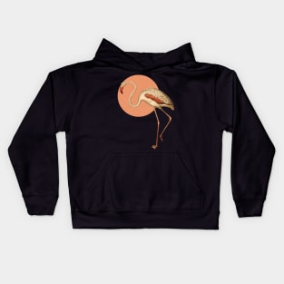 Pink over pink flamingo illustration Kids Hoodie